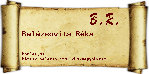 Balázsovits Réka névjegykártya