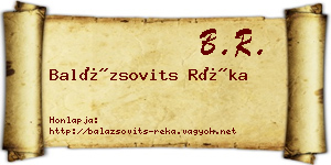 Balázsovits Réka névjegykártya